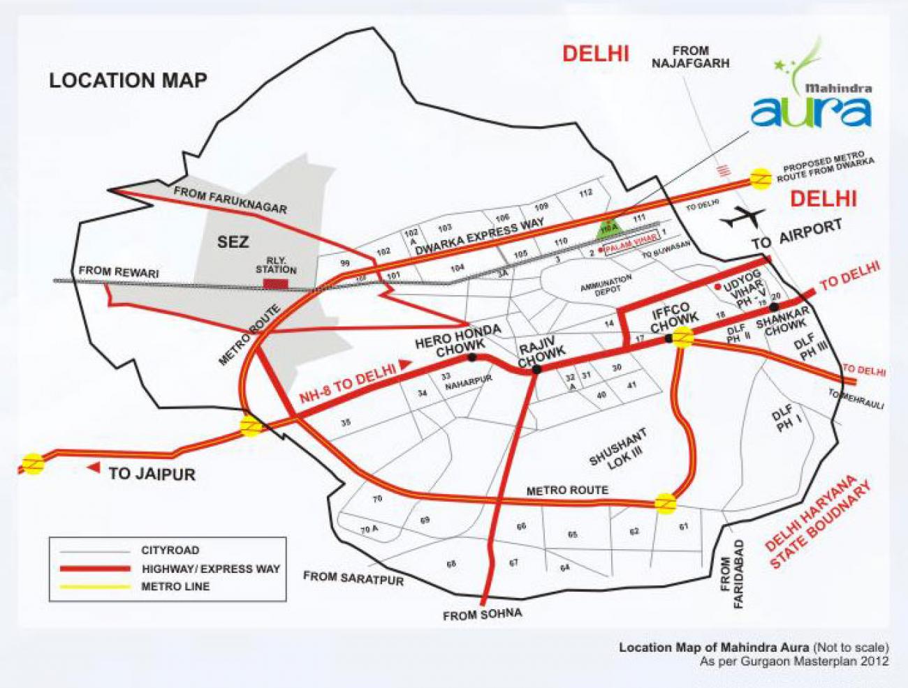 Mahindra Aura Sector 110 , Mahindra Lifespaces Aura Location Map